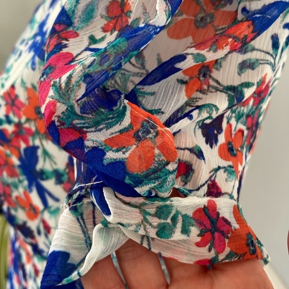 Calvin Klein Women's Puff-Sleeve Midi Dress, Atlantis Multi Size 6 Floral - Picture 4 of 14